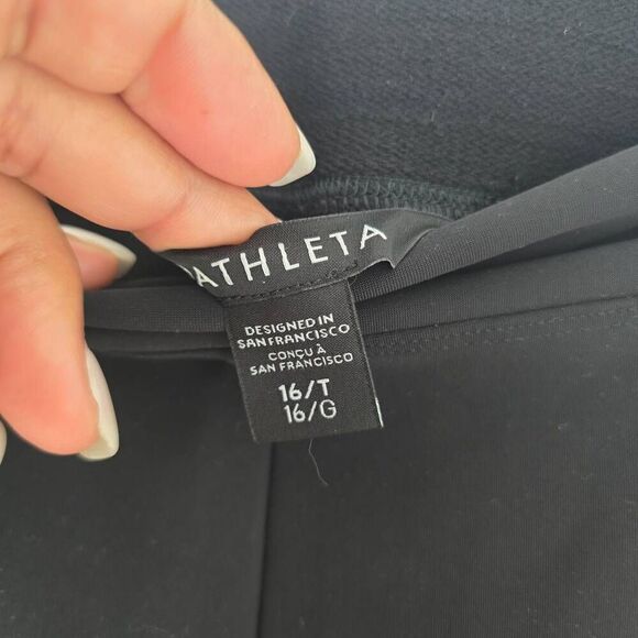 Athleta Pintuck Pant Women's Size 16 Tall Black Elastic Waist Ankle Zip Athleisu - Picture 5 of 6